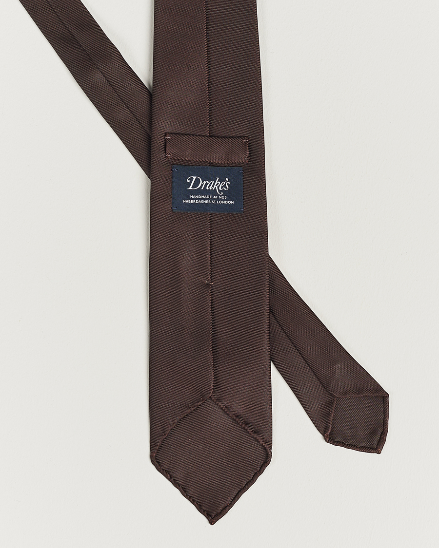 Hombres | Drake's Handrolled Woven Silk 8 cm Tie Brown | Drake's | Handrolled Woven Silk 8 cm Tie Brown