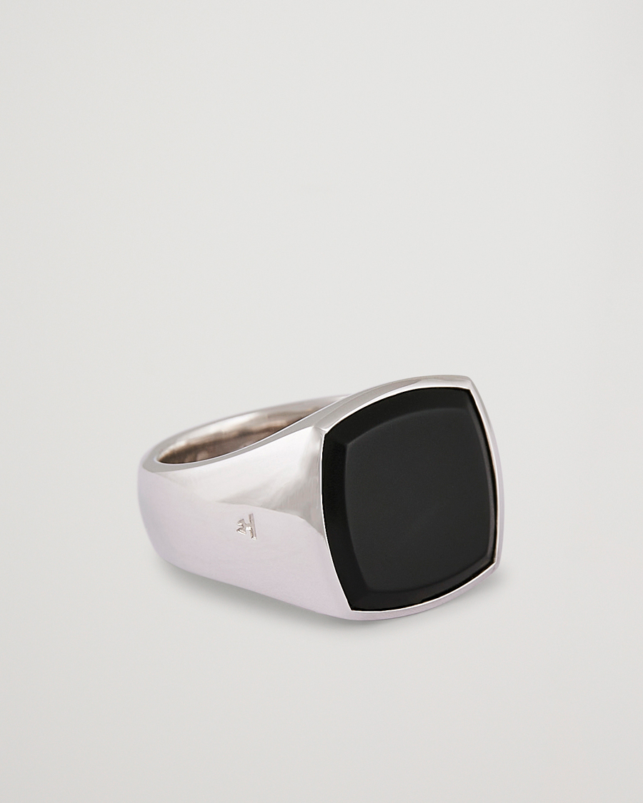 Hombres | Tom Wood Cushion Black Onyx Ring Silver | Tom Wood | Cushion Black Onyx Ring Silver