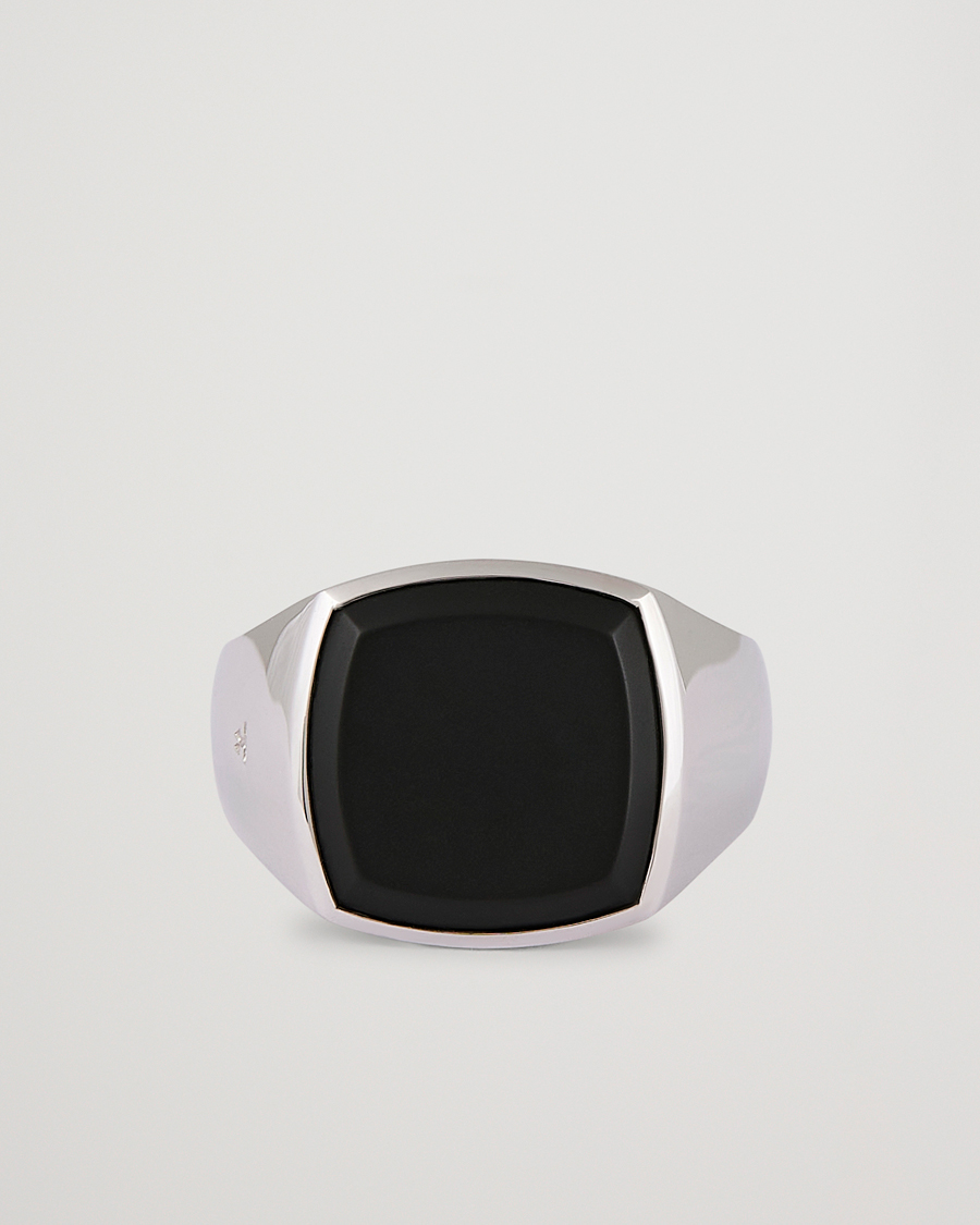 Hombres | Tom Wood Cushion Black Onyx Ring Silver | Tom Wood | Cushion Black Onyx Ring Silver
