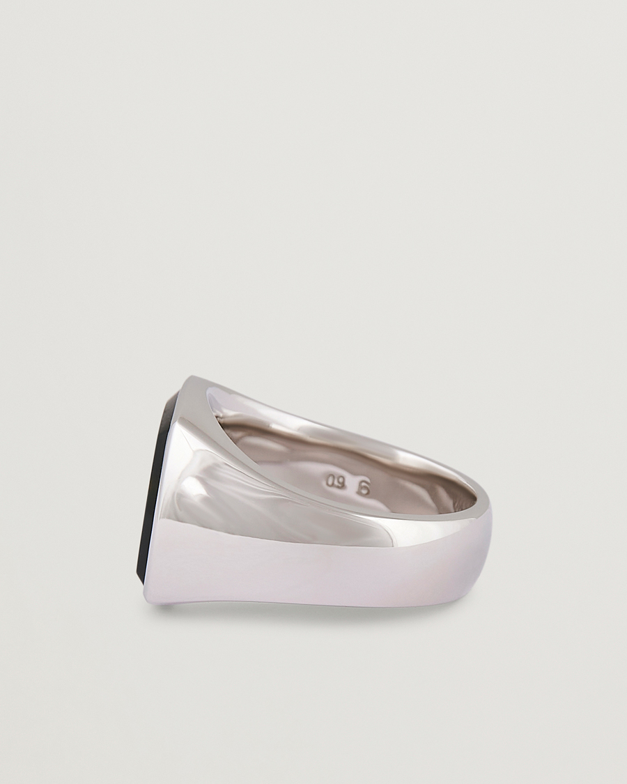 Hombres | Joyas | Tom Wood | Cushion Blue Hawk Eye Ring Silver