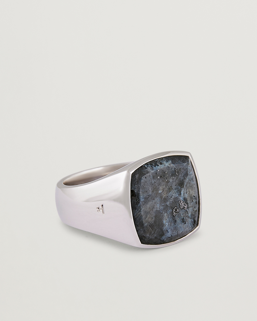 Hombres | Joyas | Tom Wood | Cushion Larvikite Ring Silver