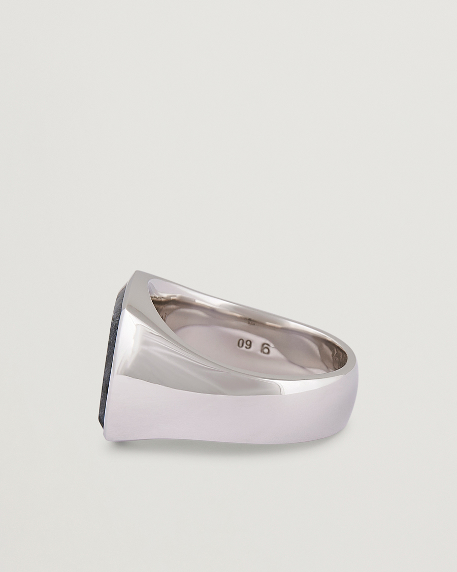 Hombres | Tom Wood Cushion Larvikite Ring Silver | Tom Wood | Cushion Larvikite Ring Silver