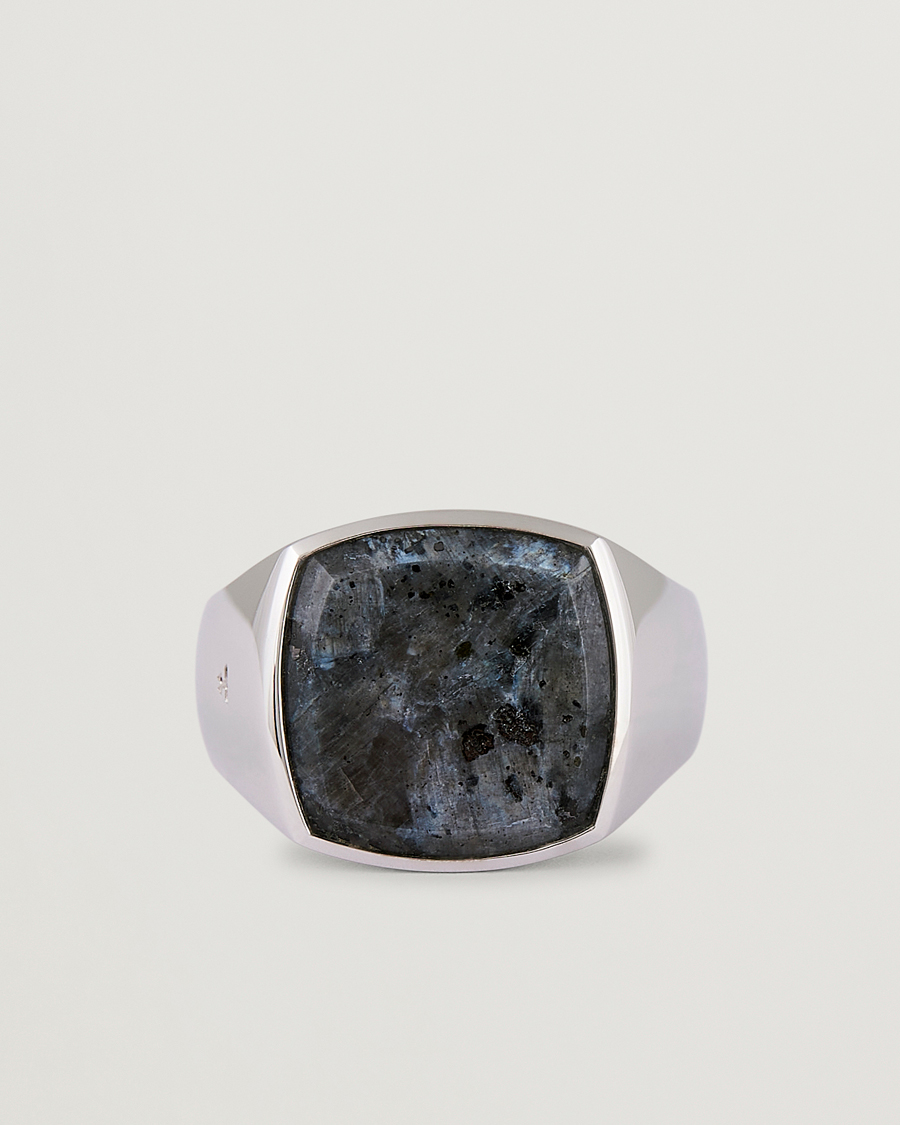 Hombres | Tom Wood Cushion Larvikite Ring Silver | Tom Wood | Cushion Larvikite Ring Silver