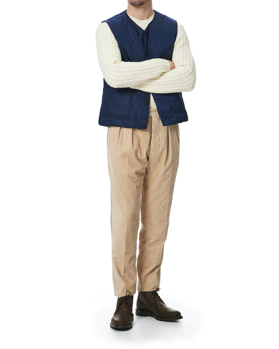 Hombres | Pantalones | Mackintosh | Wild Pleated Cord Trousers Beige