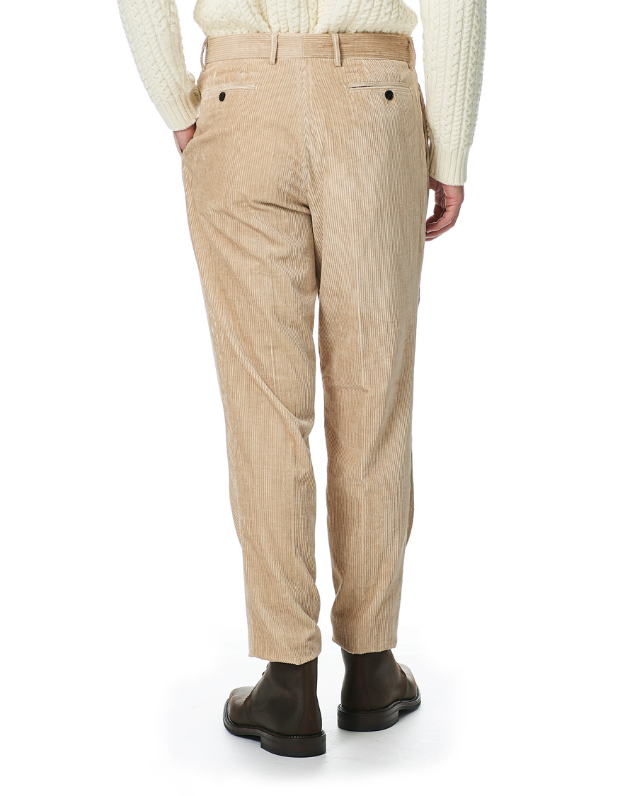 Hombres | Pantalones | Mackintosh | Wild Pleated Cord Trousers Beige