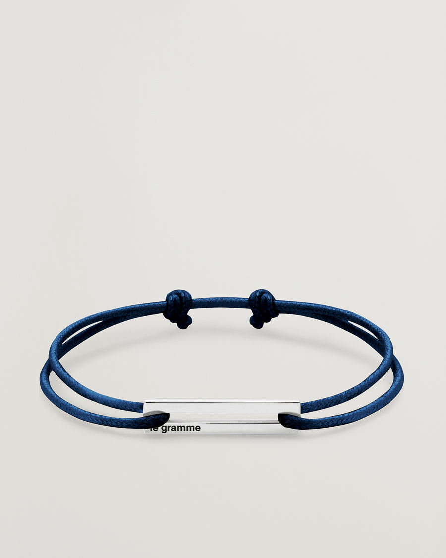 Hombres | Joyas | LE GRAMME | Cord Bracelet Le 17/10 Navy/Sterling Silver