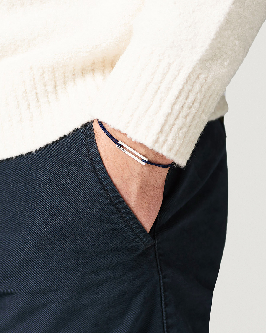Hombres | Joyas | LE GRAMME | Cord Bracelet Le 17/10 Navy/Sterling Silver