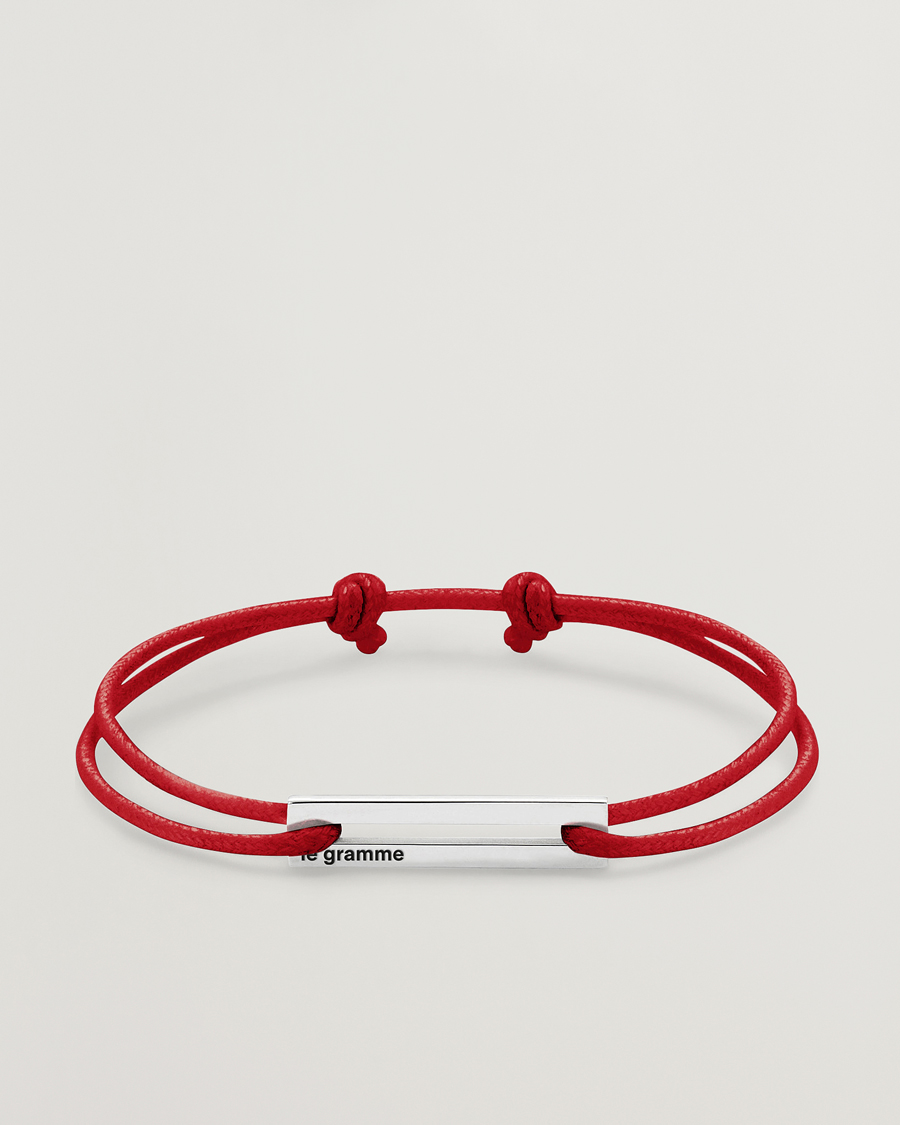 Hombres | Joyas | LE GRAMME | Cord Bracelet Le 17/10 Red/Sterling Silver