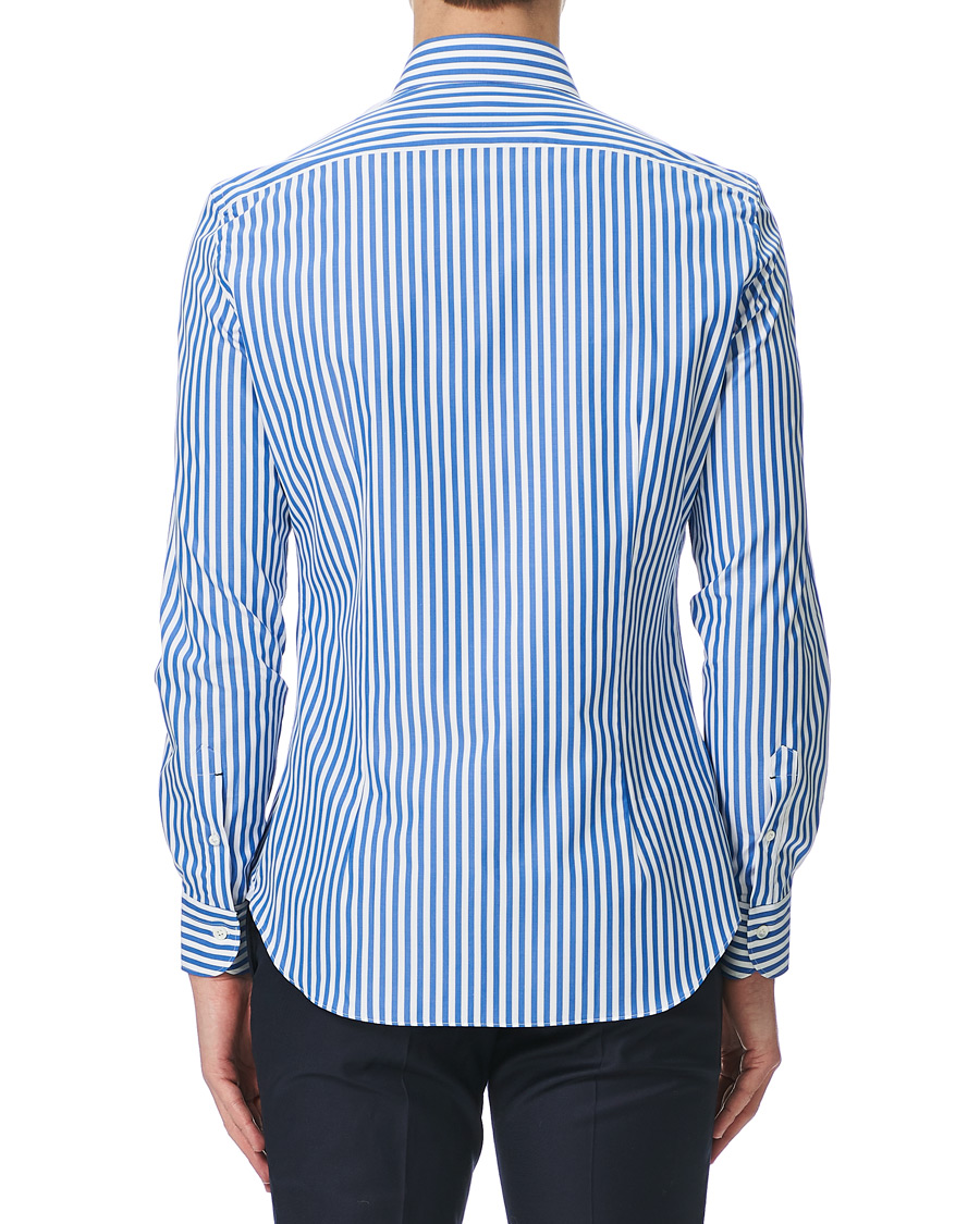 Hombres | Camisas | Mazzarelli | Soft Cotton Cut Away Shirt Blue/White