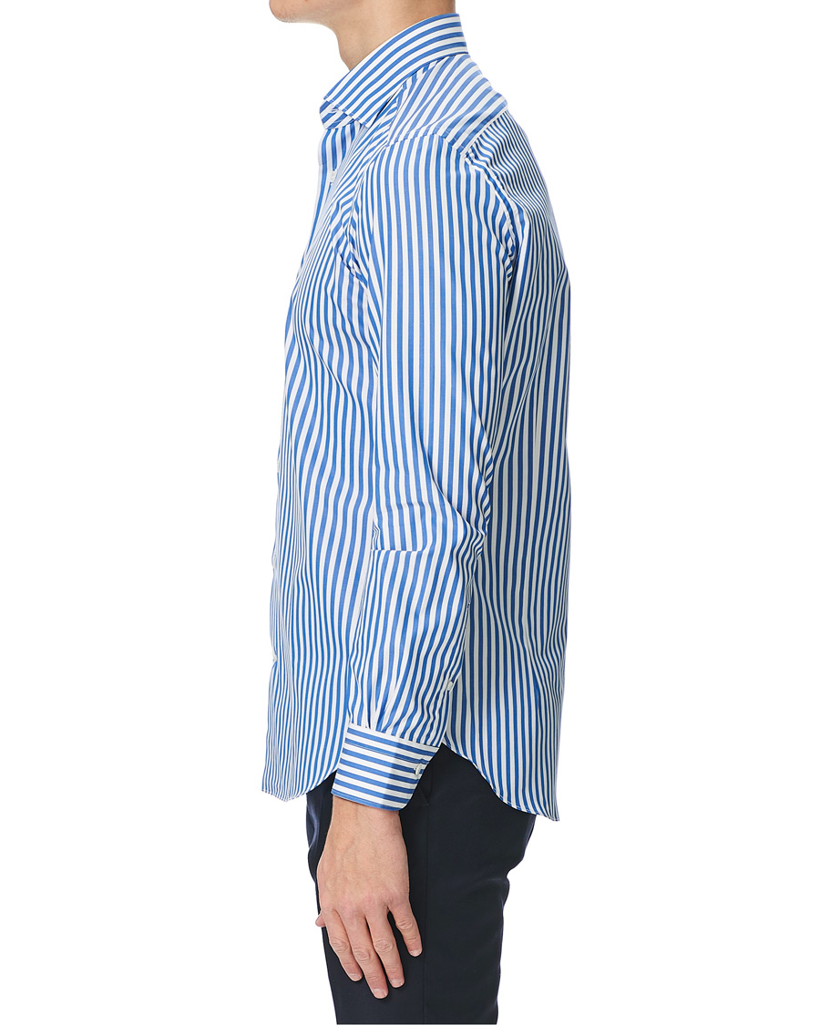 Hombres | Camisas | Mazzarelli | Soft Cotton Cut Away Shirt Blue/White
