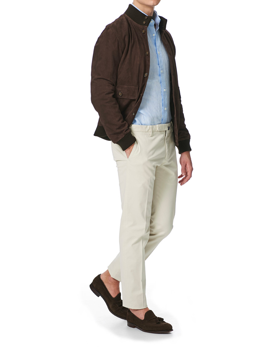 Hombres | Camisas | Mazzarelli | Linen Cut Away Shirt Light Blue