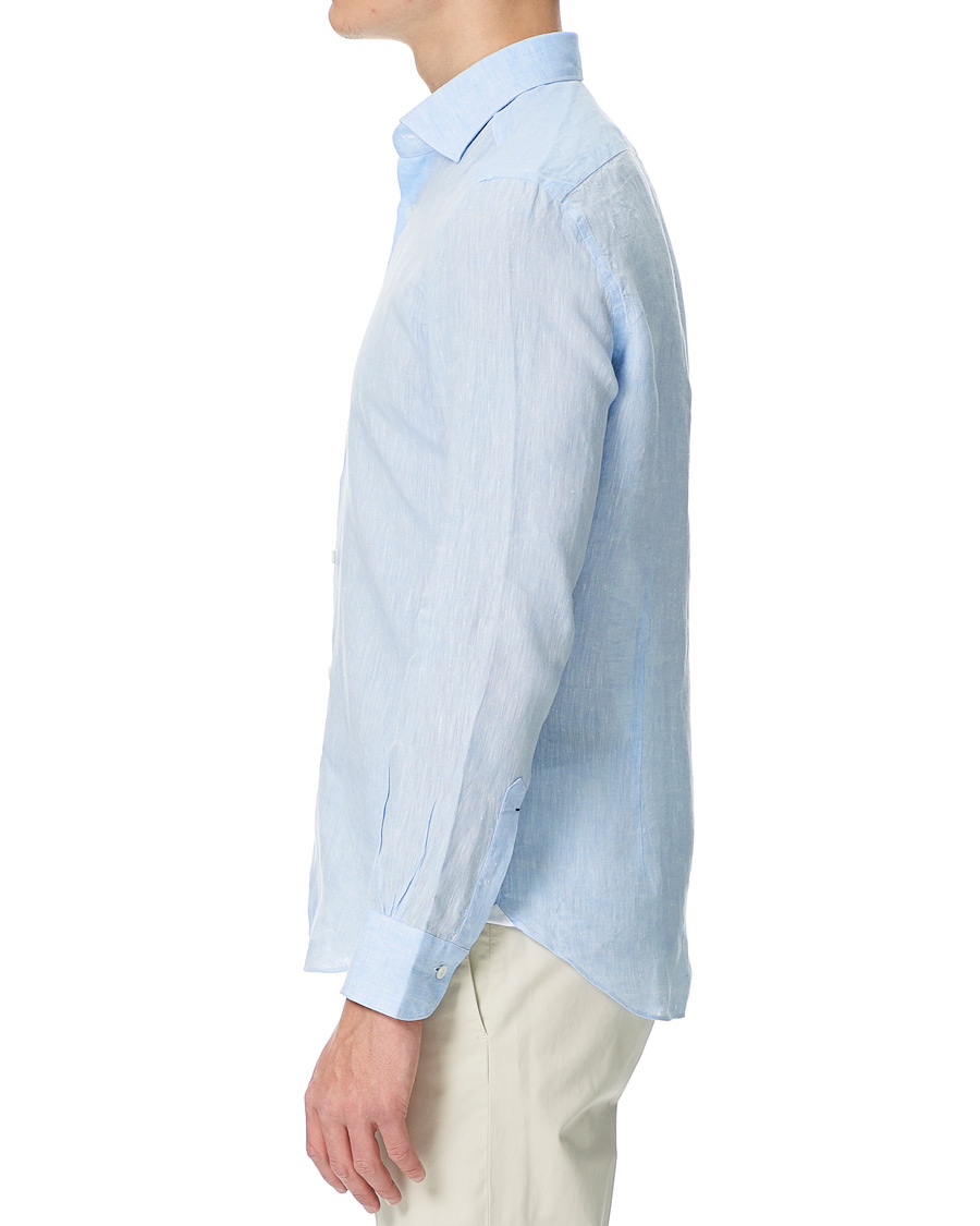 Hombres | Camisas | Mazzarelli | Linen Cut Away Shirt Light Blue