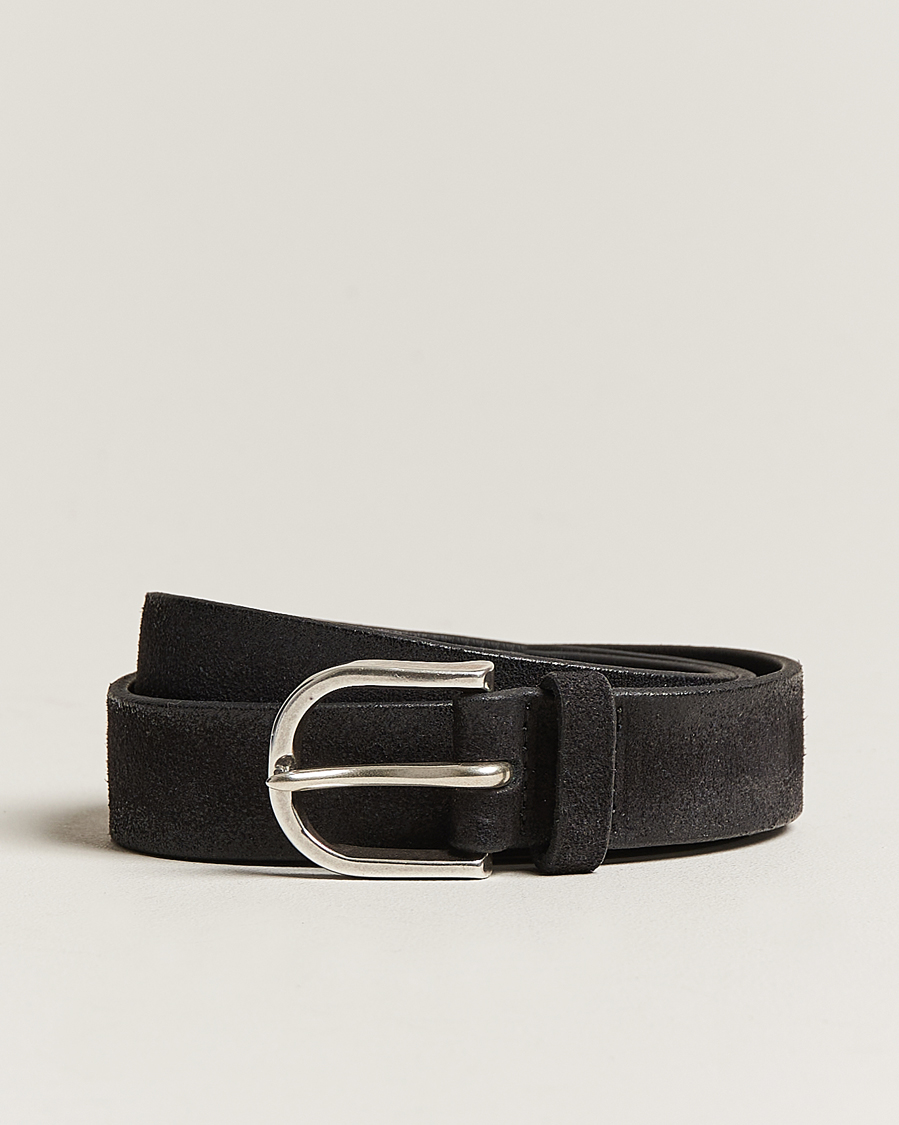 Hombres | Orciani Handmade Suede Belt 3 cm Nero | Orciani | Handmade Suede Belt 3 cm Nero