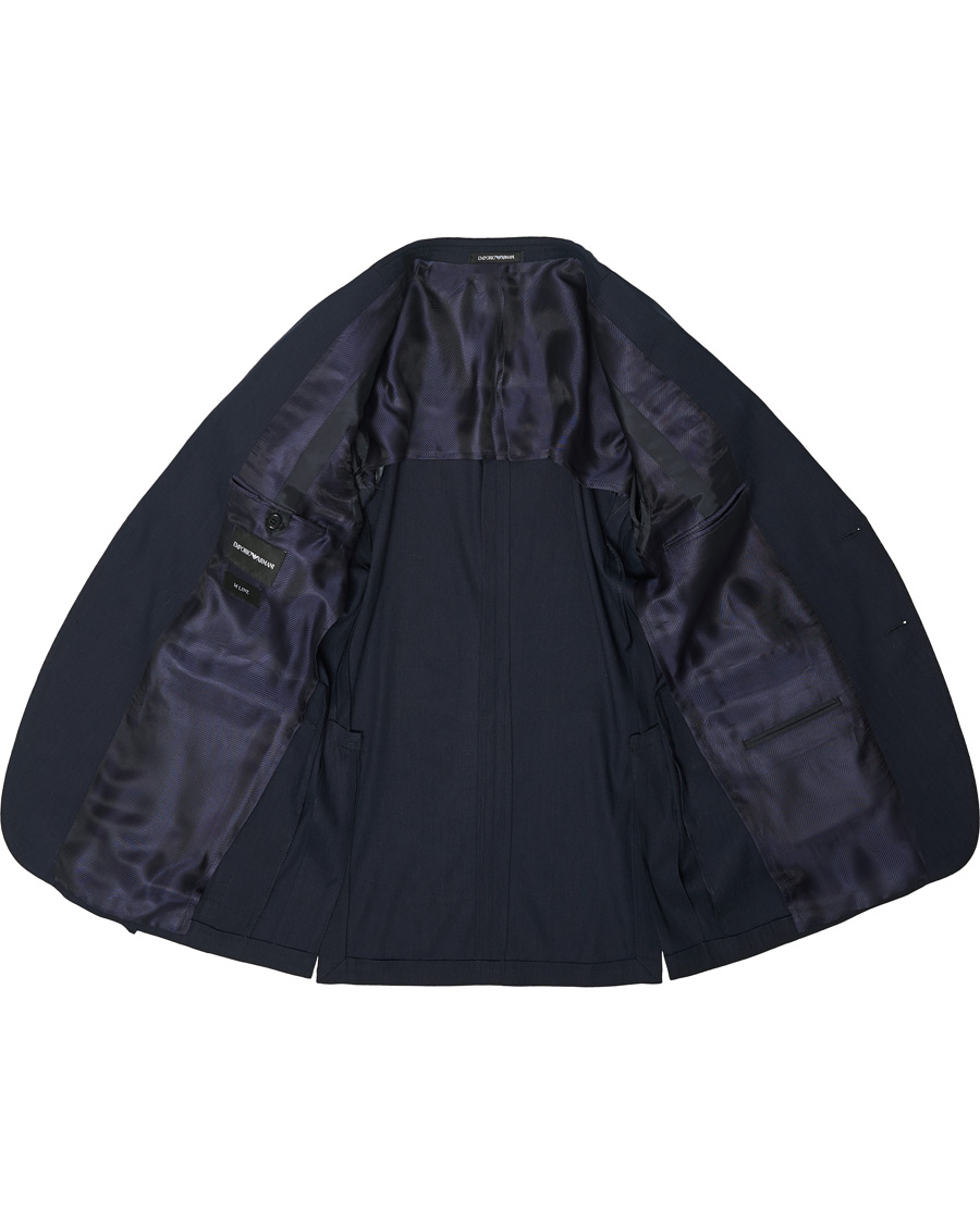 Hombres | Blazers | Emporio Armani | Slim Fit Techno Linen Stretch Blazer Navy