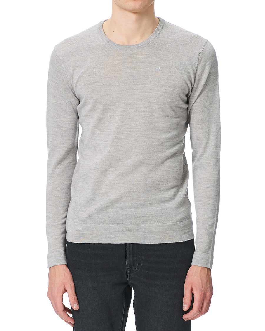 Hombres | Jerséis y prendas de punto | J.Lindeberg | Newman Merino Crew Neck Pullover Stone Grey Melange