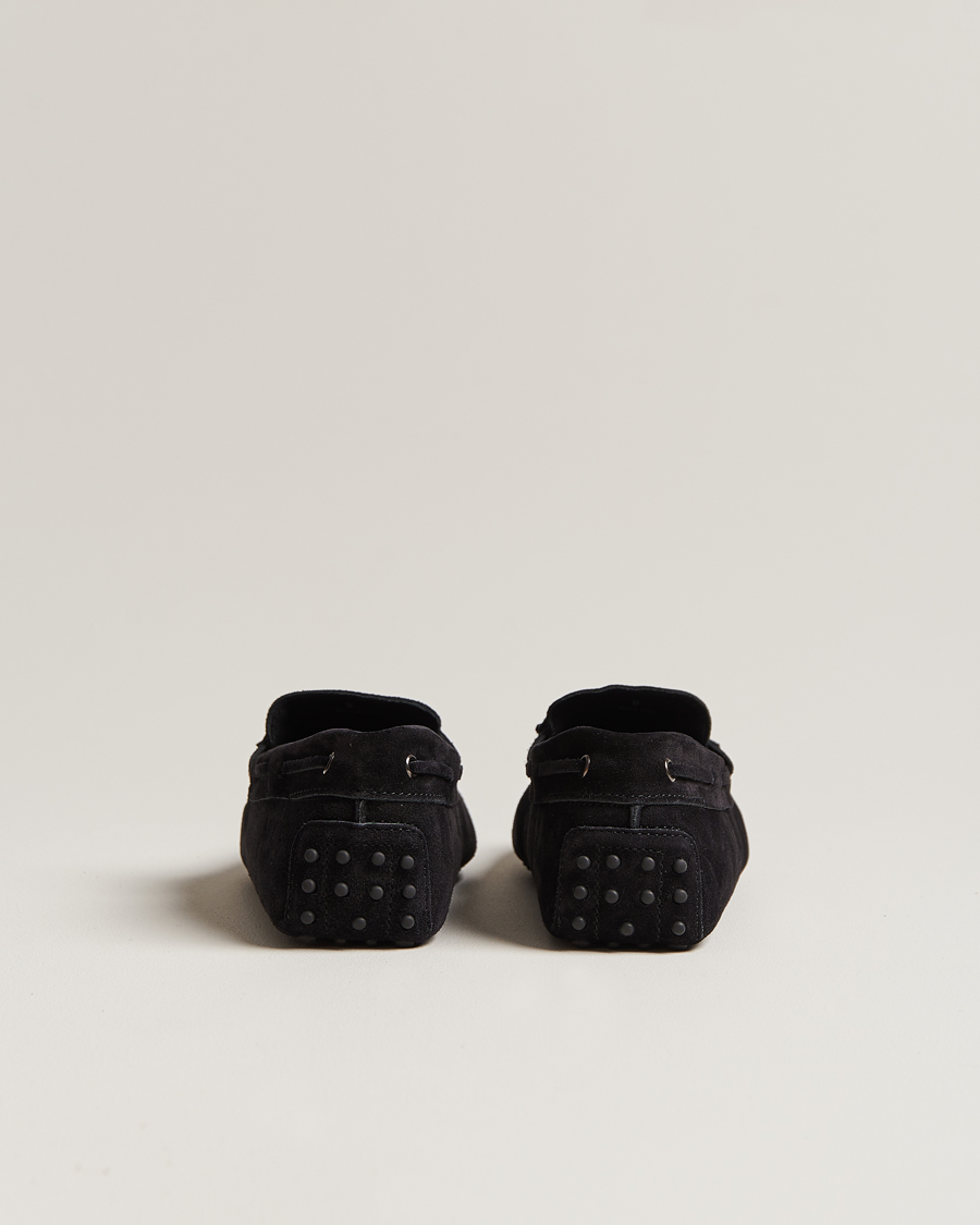 Hombres | Tod's Lacetto Gommino Carshoe Black Suede | Tod's | Lacetto Gommino Carshoe Black Suede