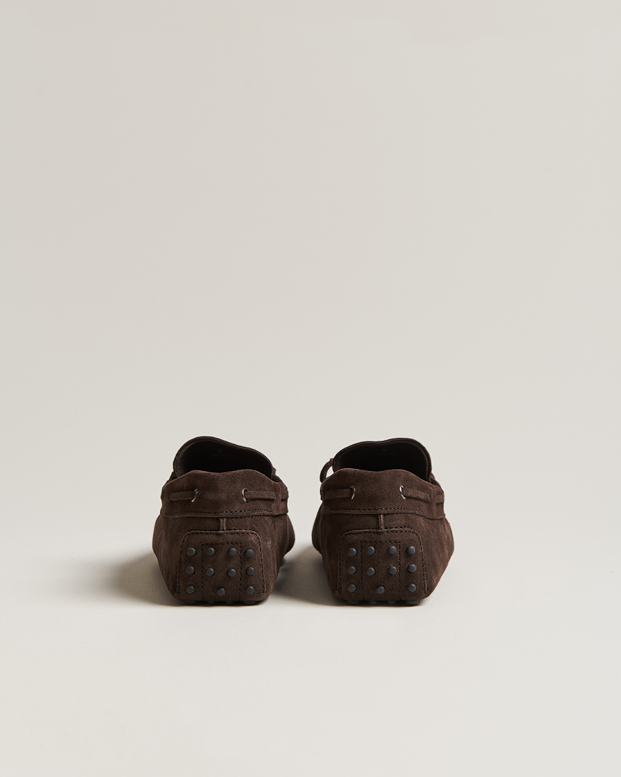 Hombres | Tod's Lacetto Gommino Carshoe Dark Brown Suede | Tod's | Lacetto Gommino Carshoe Dark Brown Suede