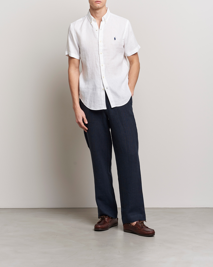 Hombres | Camisas | Polo Ralph Lauren | Slim Fit Linen Short Sleeve Shirt White