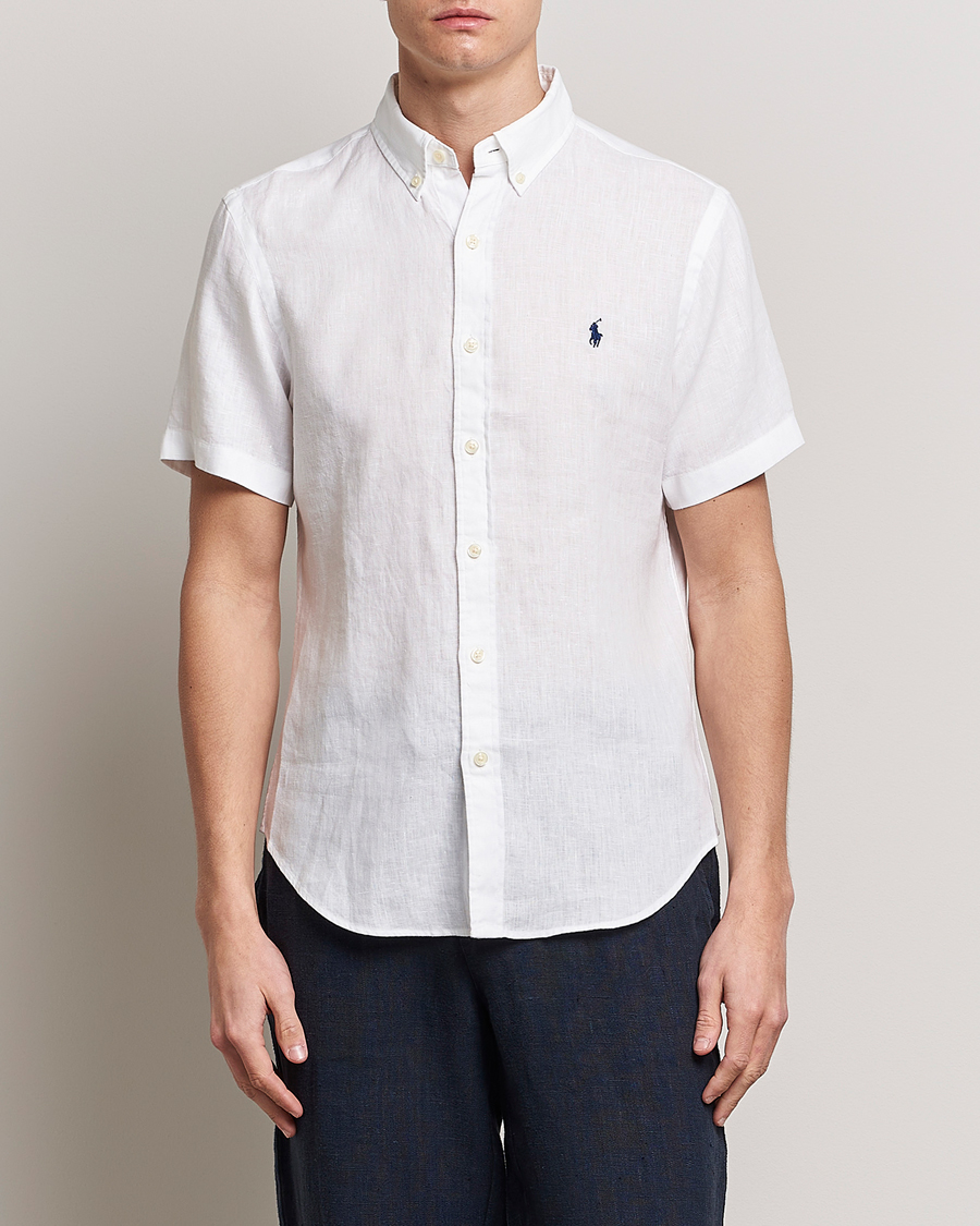 Hombres | Camisas | Polo Ralph Lauren | Slim Fit Linen Short Sleeve Shirt White