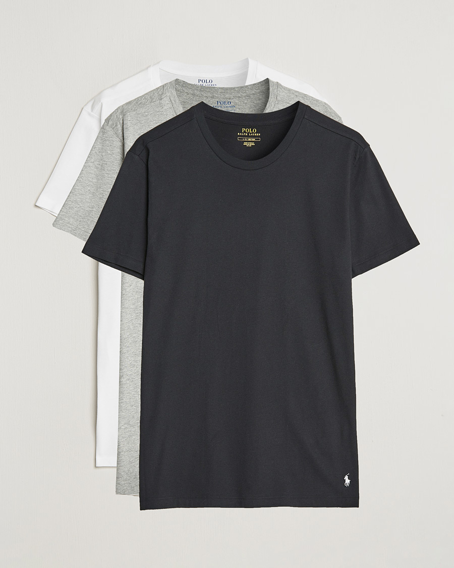 Hombres | Camisetas | Polo Ralph Lauren | 3-Pack Crew Neck T-Shirt White/Black/Andover Heather