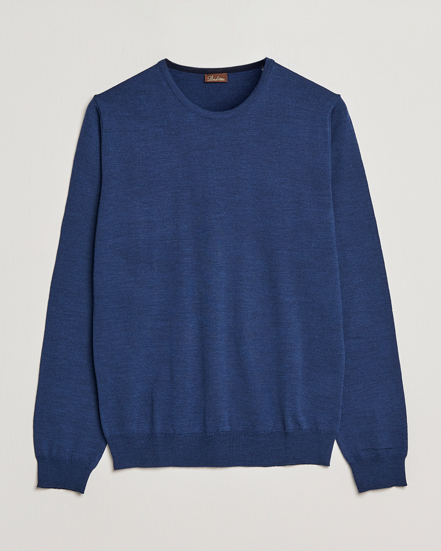 Hombres | Jerséis y prendas de punto | Stenströms | Merino Crew Neck Blue