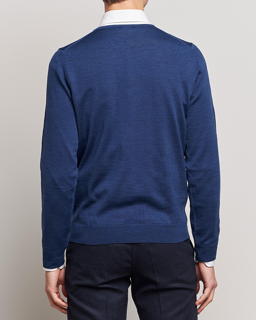 Hombres | Jerséis y prendas de punto | Stenströms | Merino Crew Neck Blue