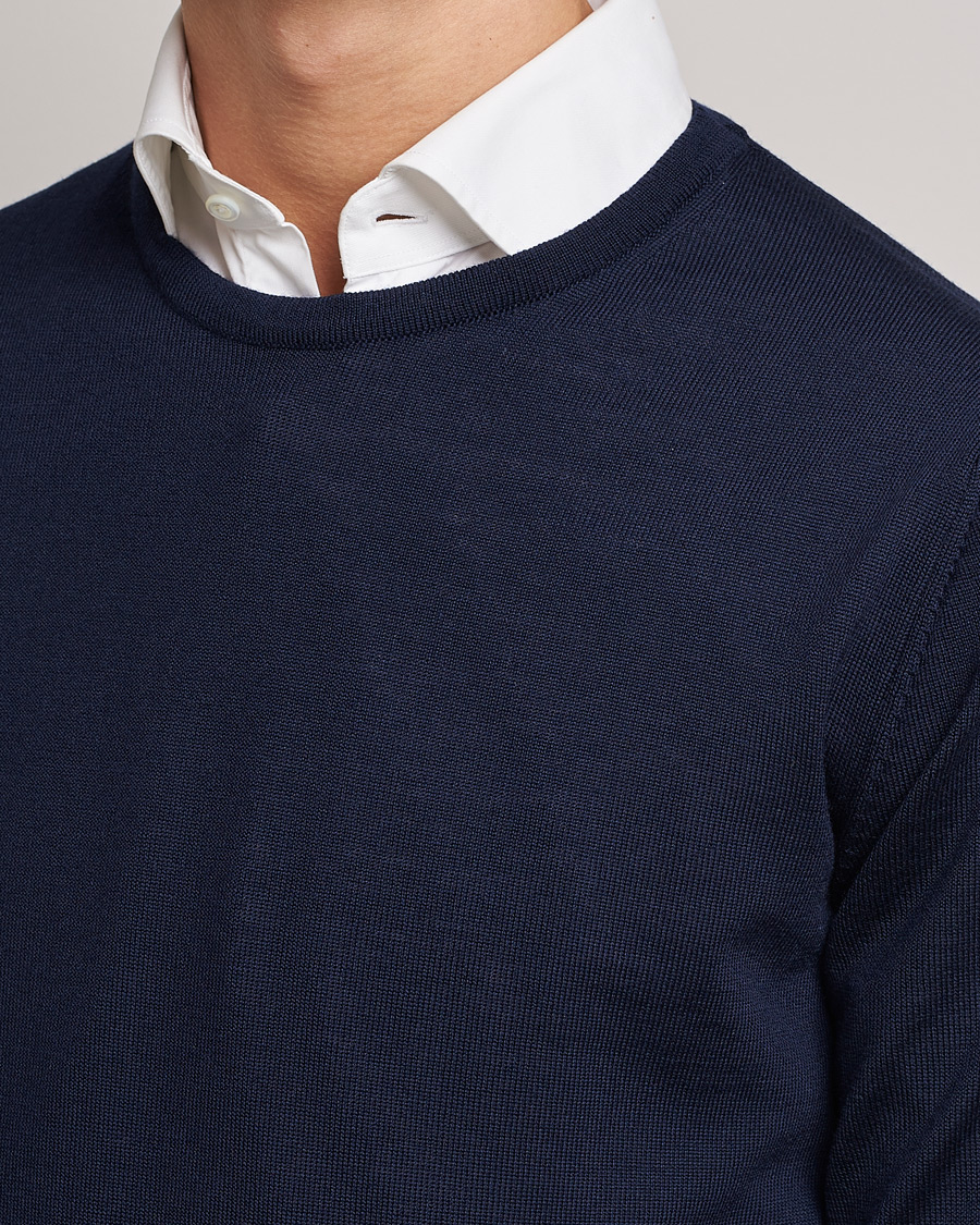 Hombres | Jerséis y prendas de punto | Stenströms | Merino Crew Neck Navy