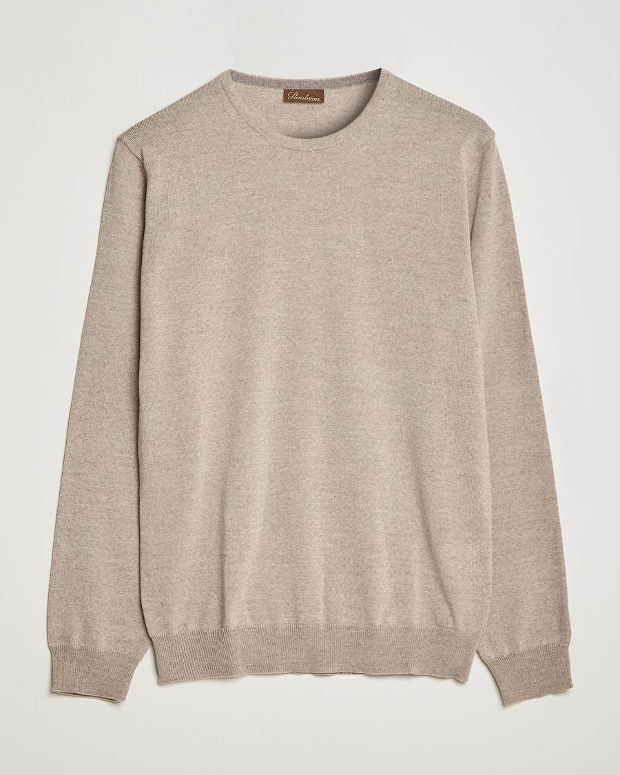 Hombres | Jerséis y prendas de punto | Stenströms | Merino Crew Neck Sand