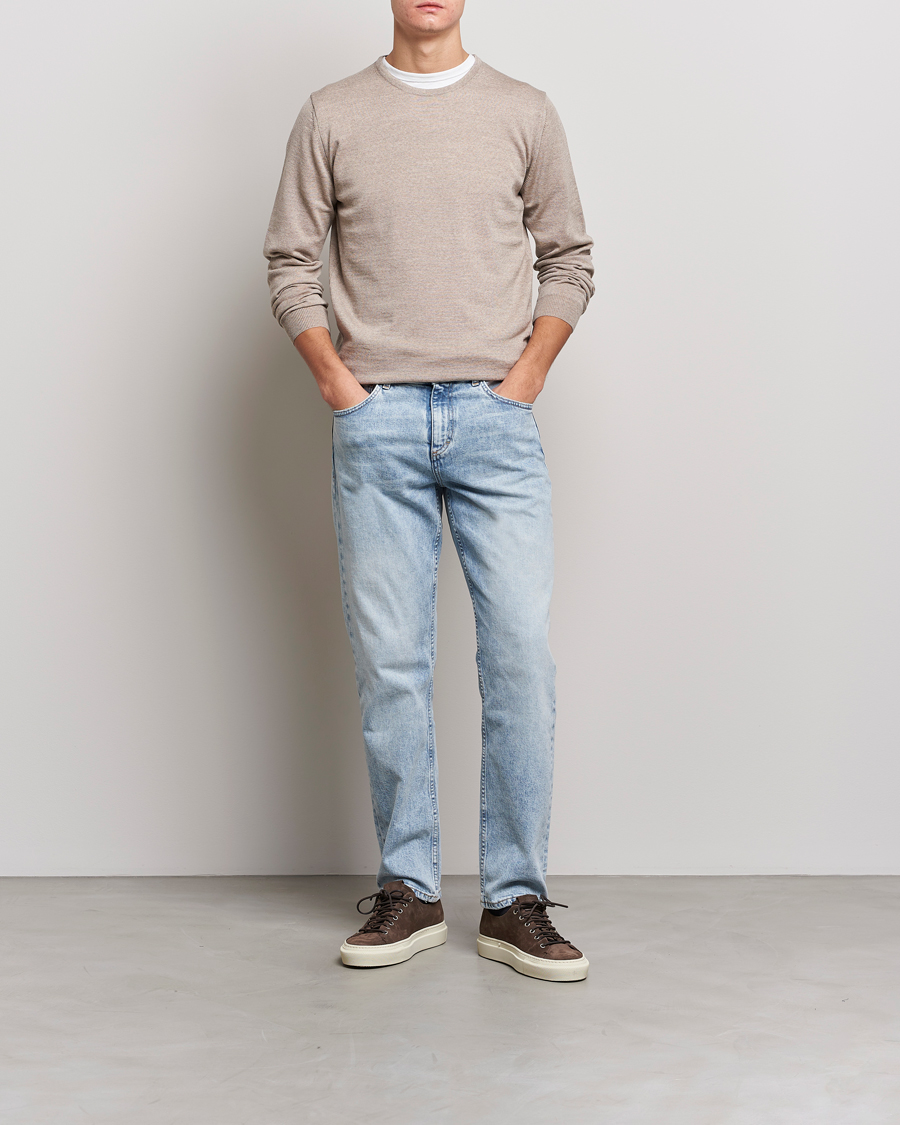 Hombres | Jerséis y prendas de punto | Stenströms | Merino Crew Neck Sand