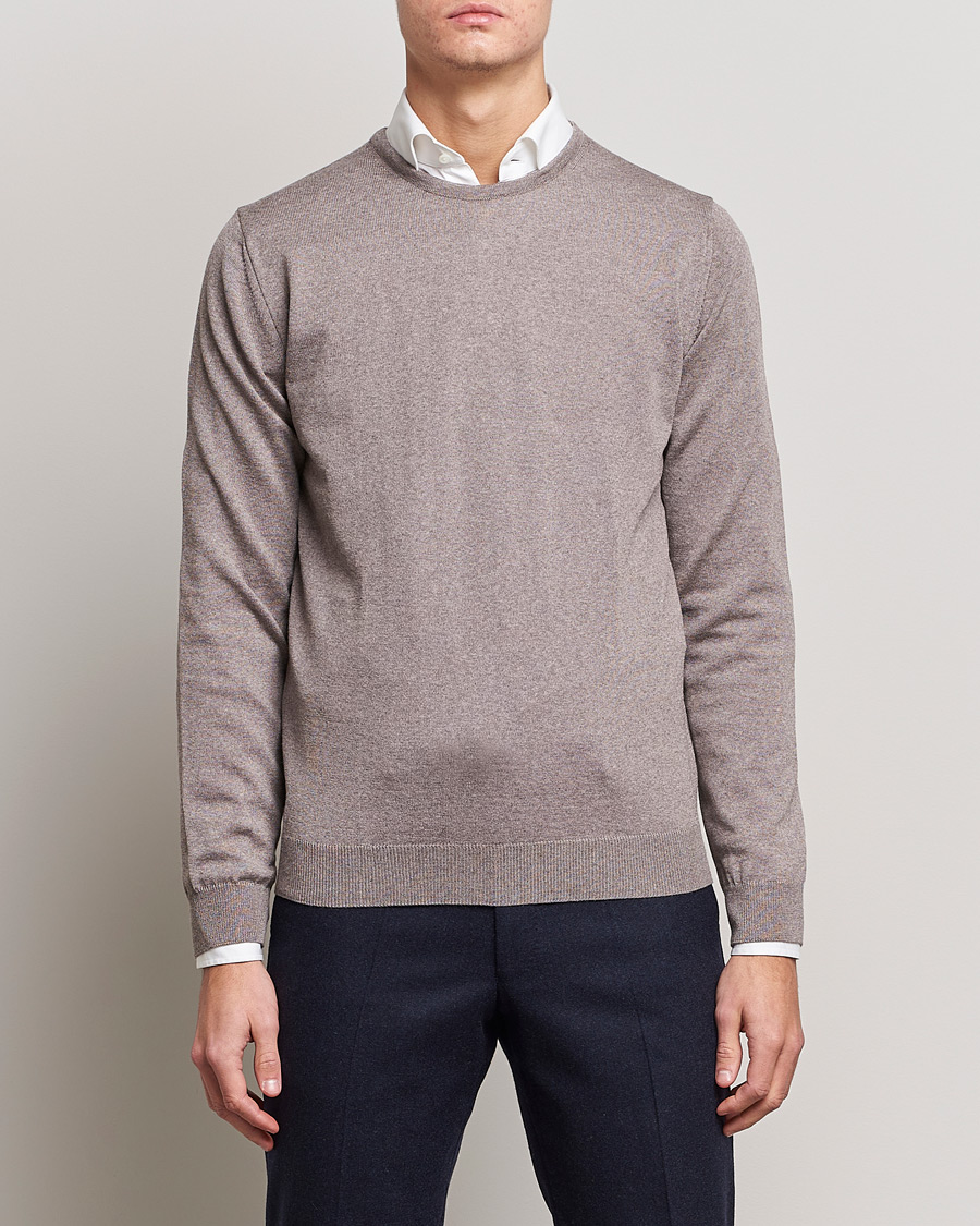Hombres | Jerséis y prendas de punto | Stenströms | Merino Crew Neck Mud Brown