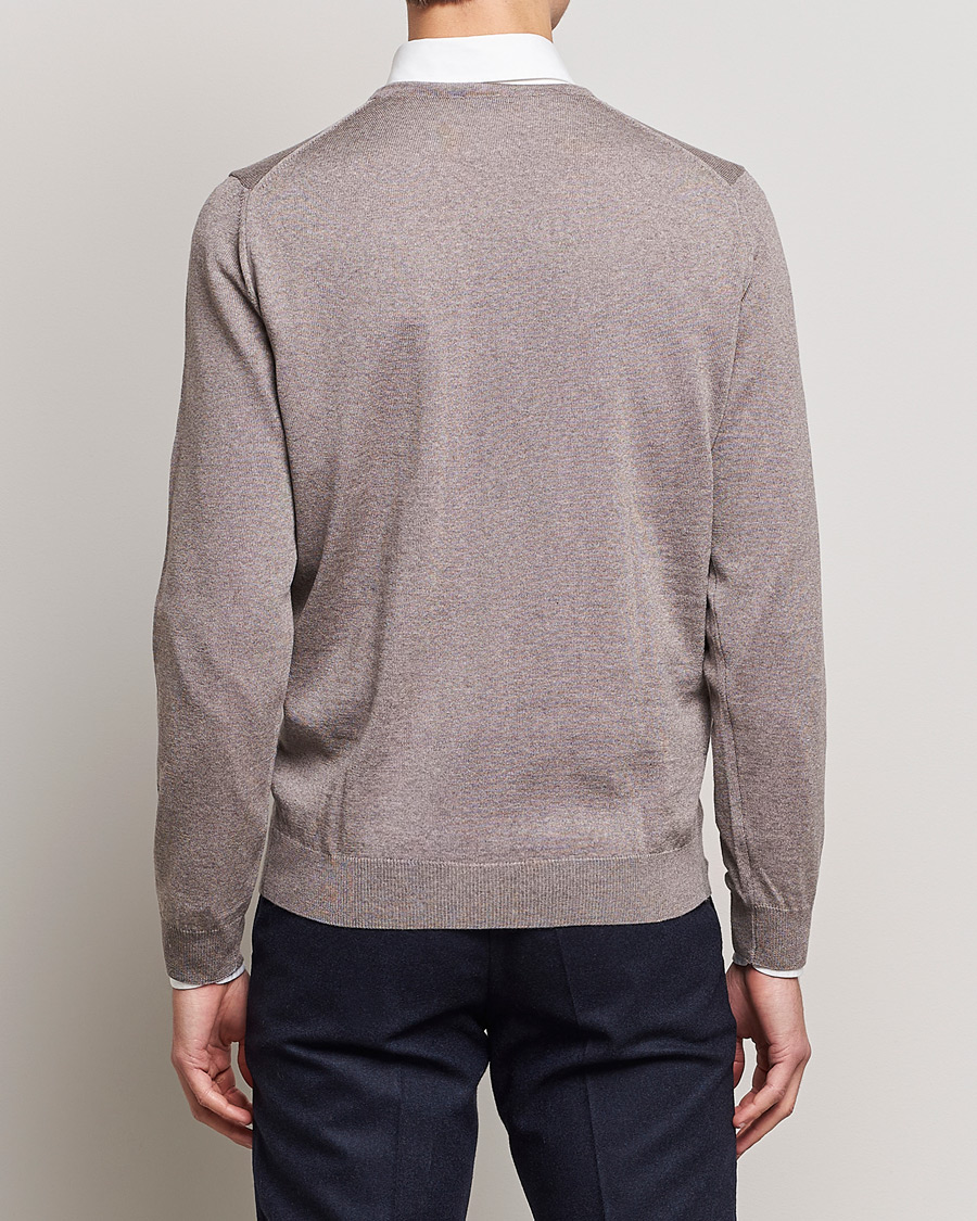 Hombres | Jerséis y prendas de punto | Stenströms | Merino Crew Neck Mud Brown