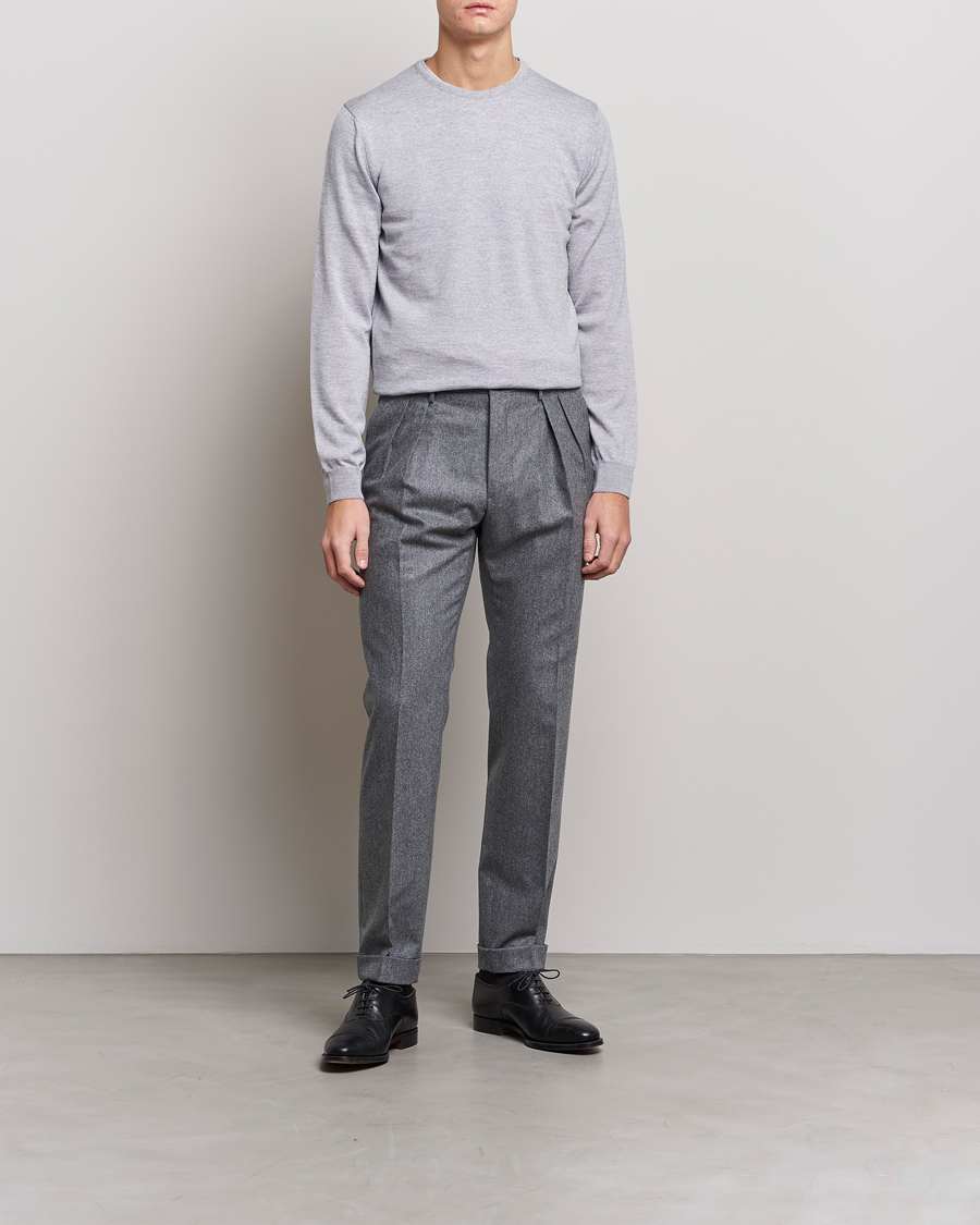 Hombres | Jerséis y prendas de punto | Stenströms | Merino Crew Neck Light Grey