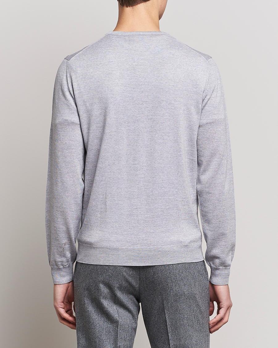 Hombres | Jerséis y prendas de punto | Stenströms | Merino Crew Neck Light Grey