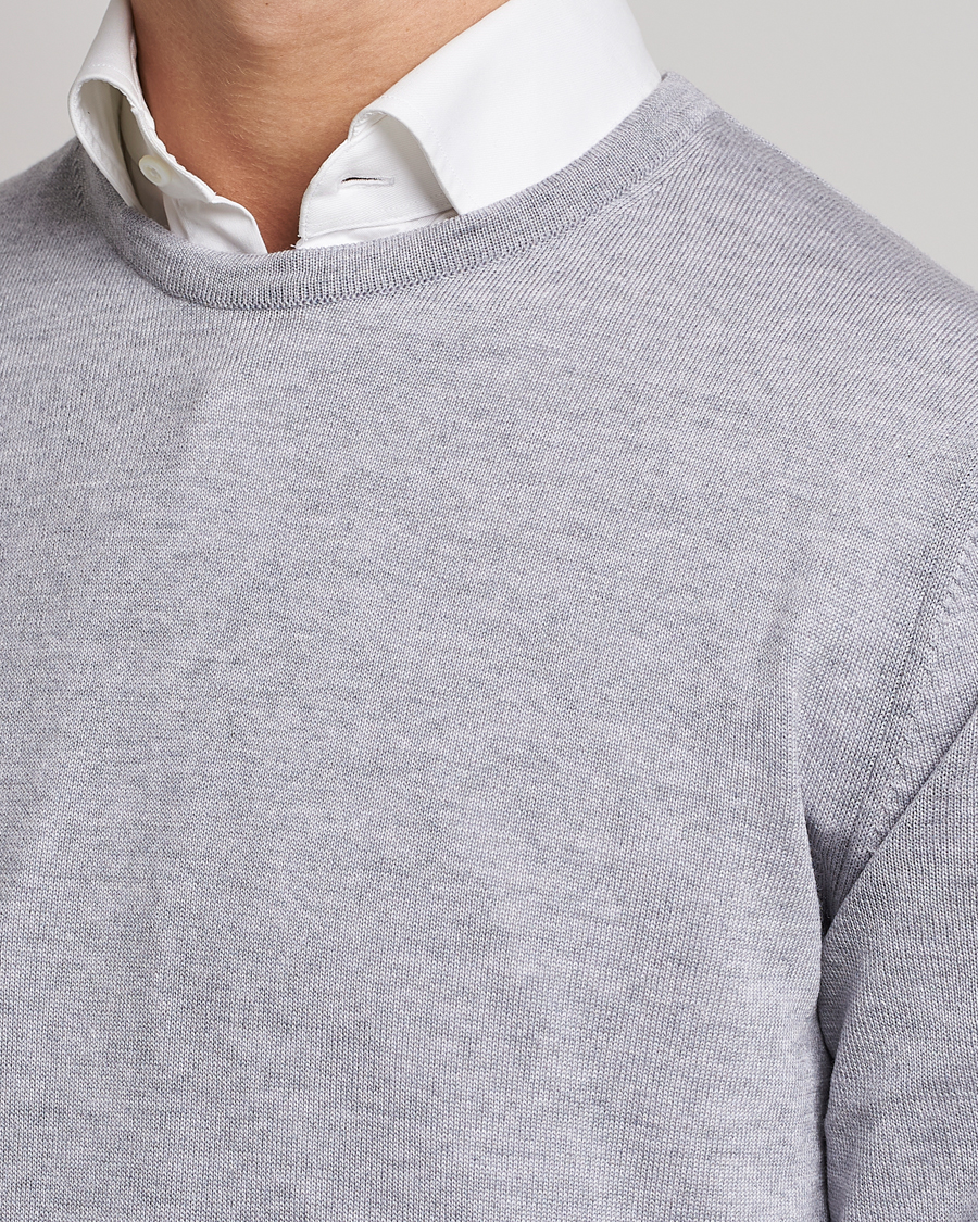 Hombres | Jerséis y prendas de punto | Stenströms | Merino Crew Neck Light Grey
