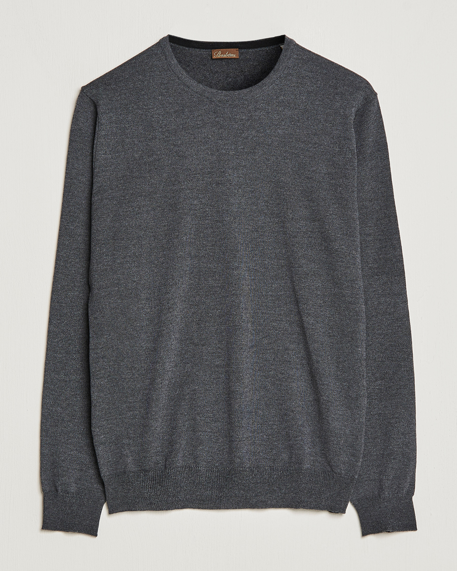 Hombres | Jerséis y prendas de punto | Stenströms | Merino Crew Neck Anthracite