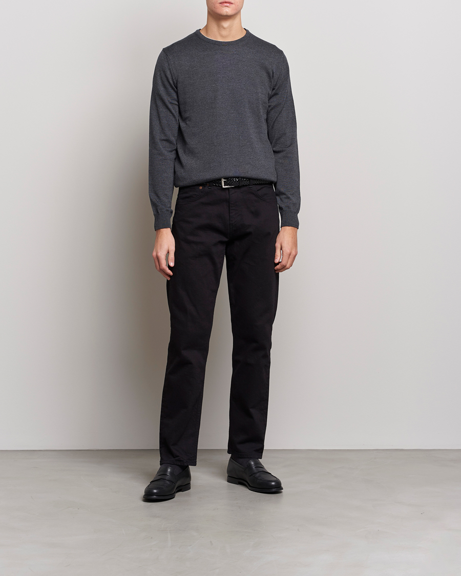 Hombres | Jerséis y prendas de punto | Stenströms | Merino Crew Neck Anthracite