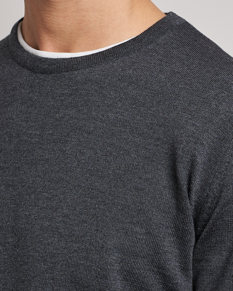 Hombres | Jerséis y prendas de punto | Stenströms | Merino Crew Neck Anthracite