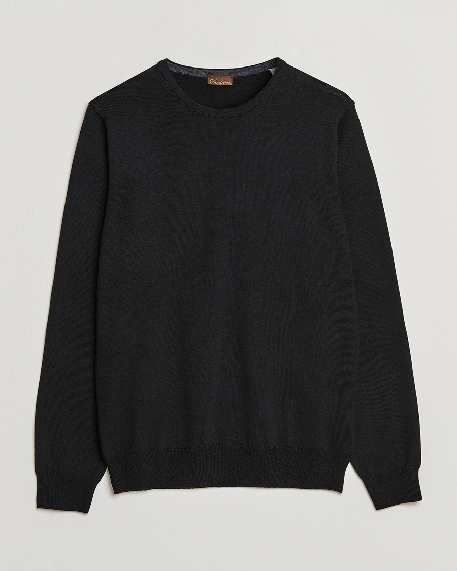 Hombres | Jerséis y prendas de punto | Stenströms | Merino Crew Neck Black
