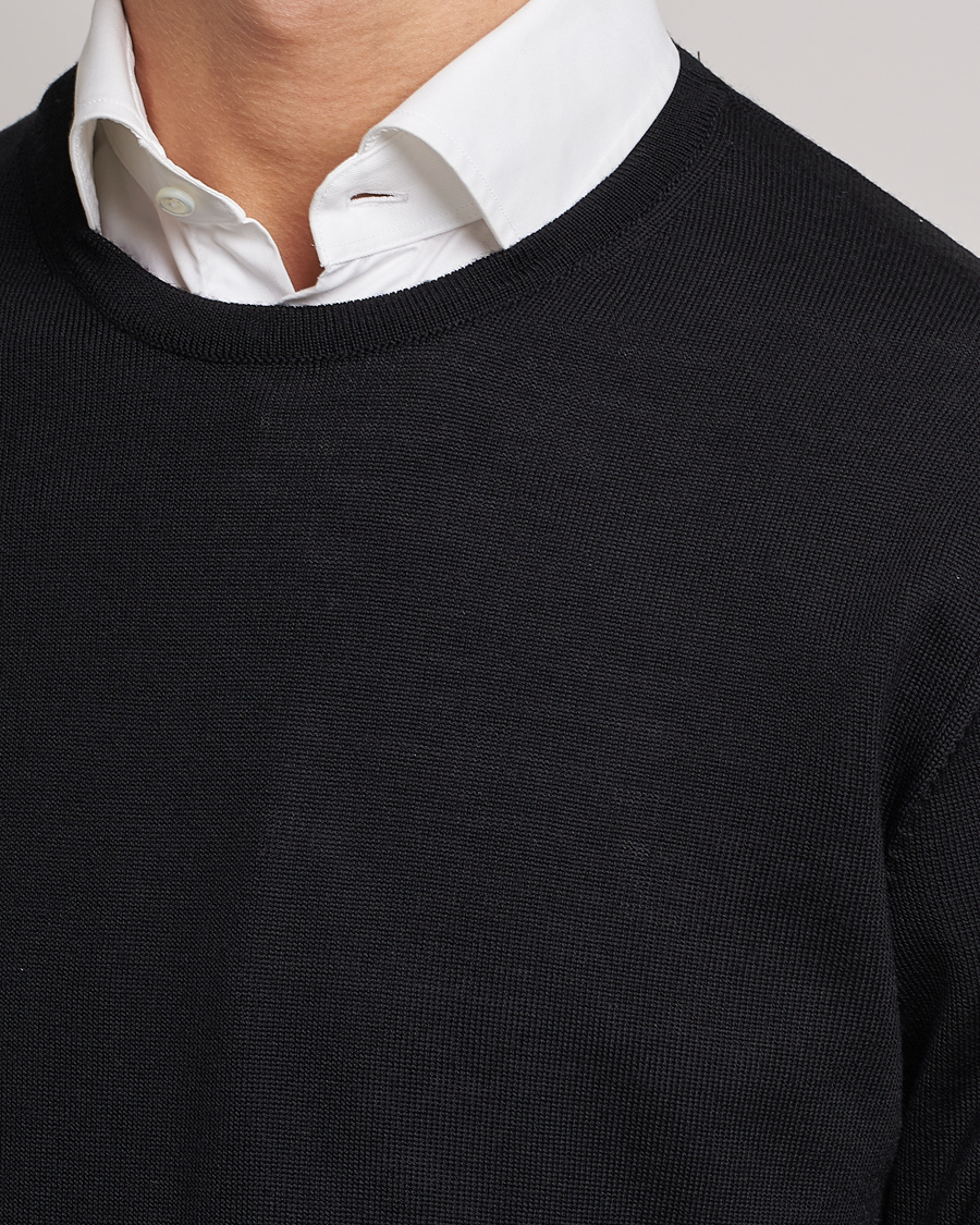 Hombres | Jerséis y prendas de punto | Stenströms | Merino Crew Neck Black