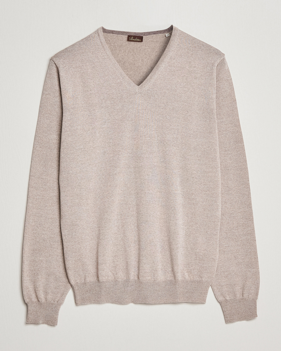 Hombres | Jerséis y prendas de punto | Stenströms | Merino V-Neck Sand