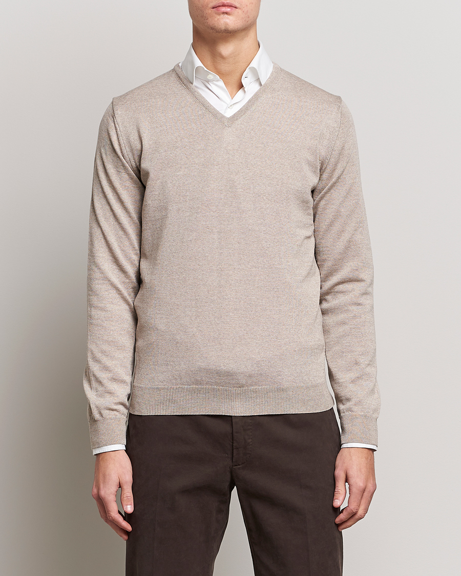 Hombres | Jerséis y prendas de punto | Stenströms | Merino V-Neck Sand