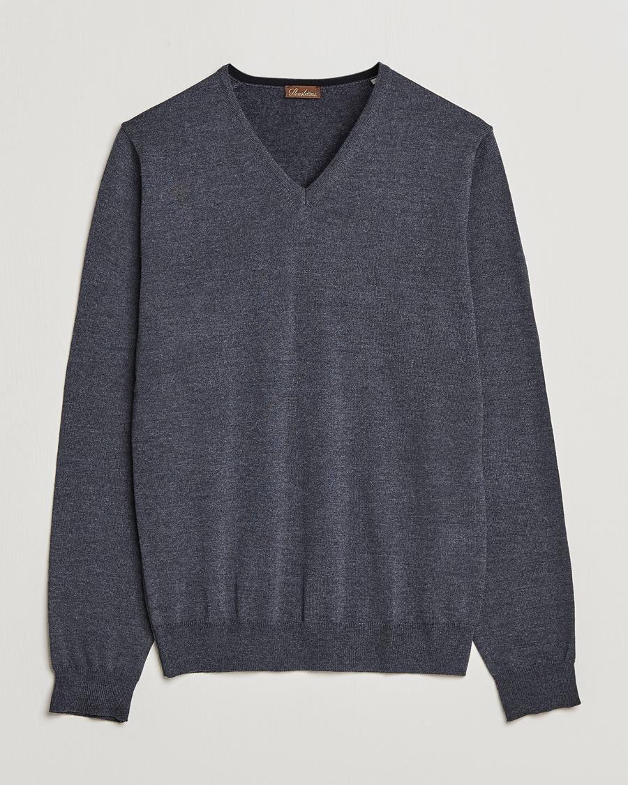 Hombres | Jerséis y prendas de punto | Stenströms | Merino V-Neck Anthracite