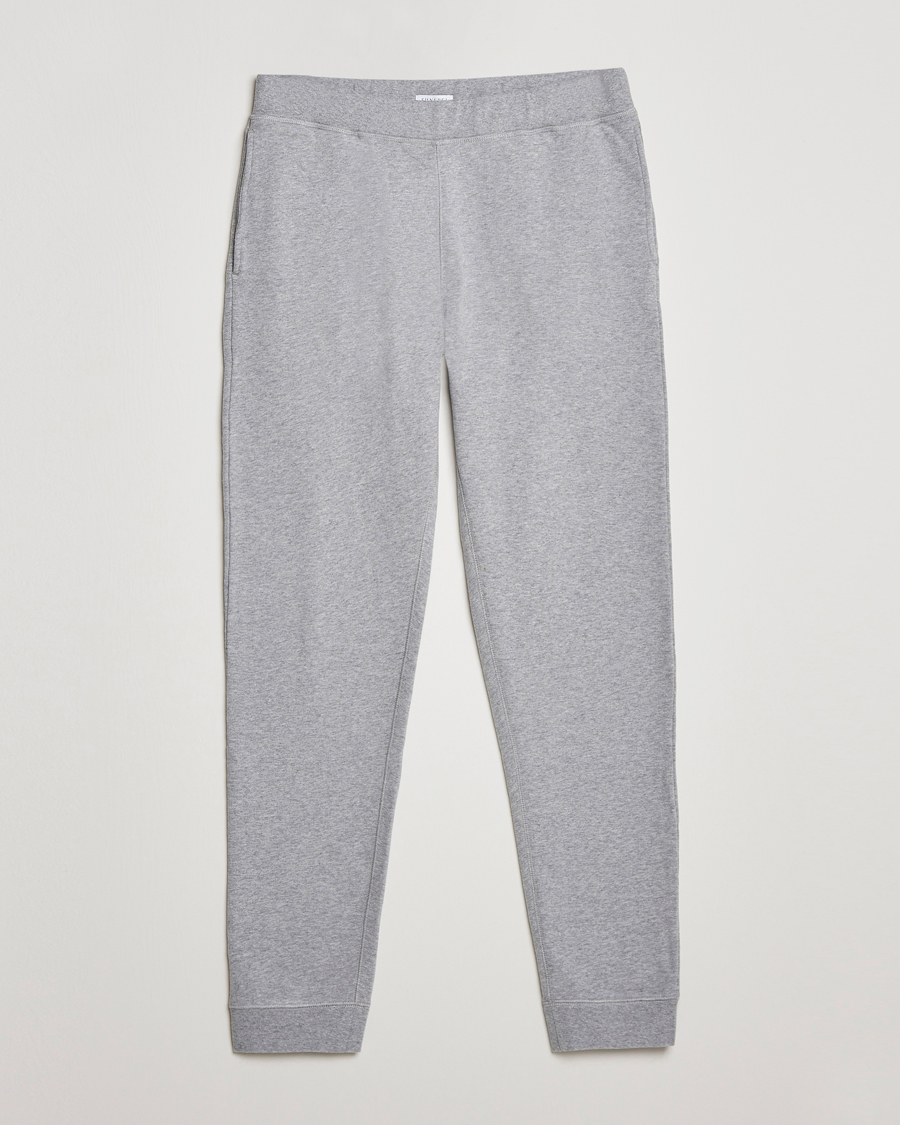 Hombres | Pantalones | Sunspel | Cotton Loopback Track Pants Grey Melange
