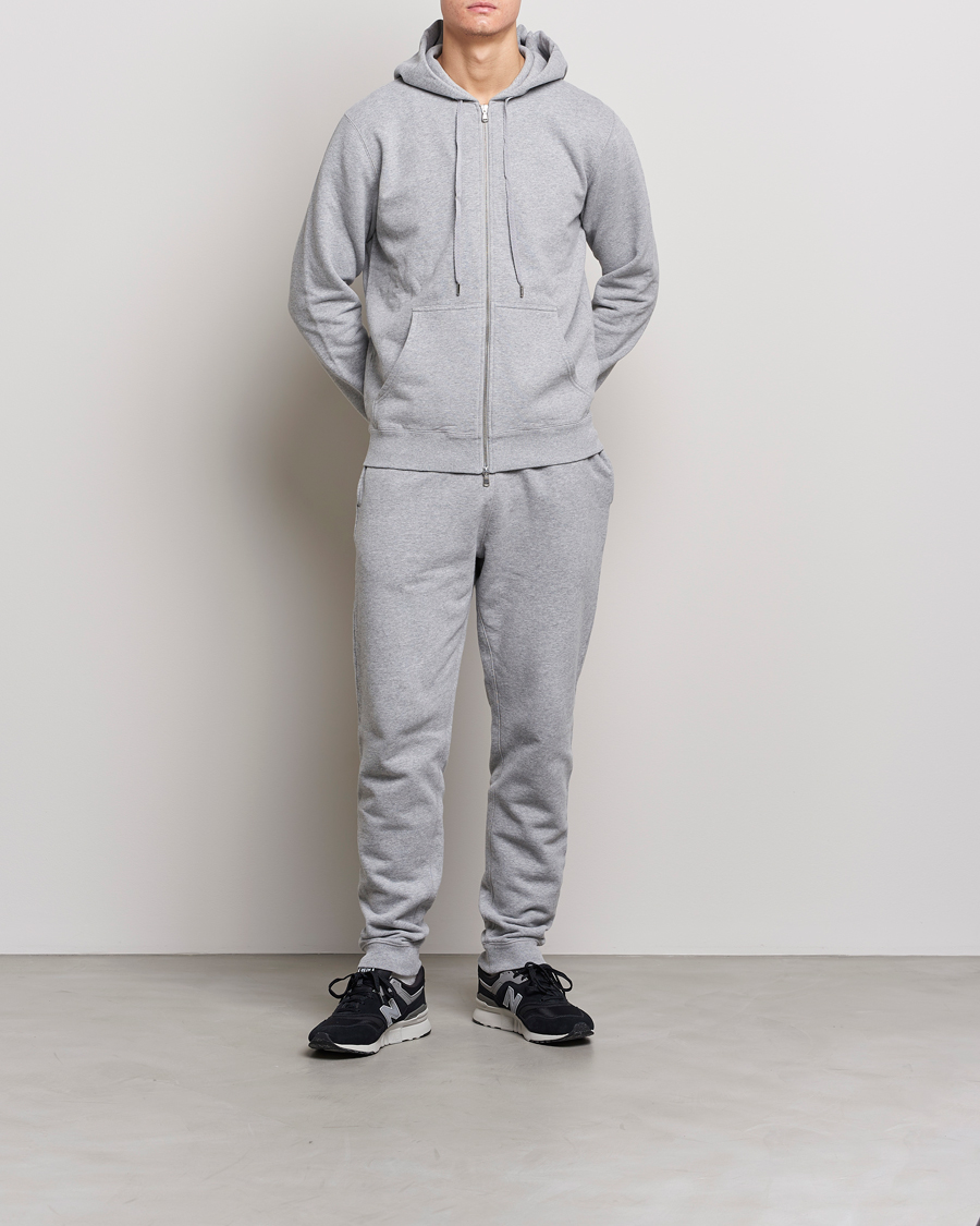 Hombres | Pantalones | Sunspel | Cotton Loopback Track Pants Grey Melange