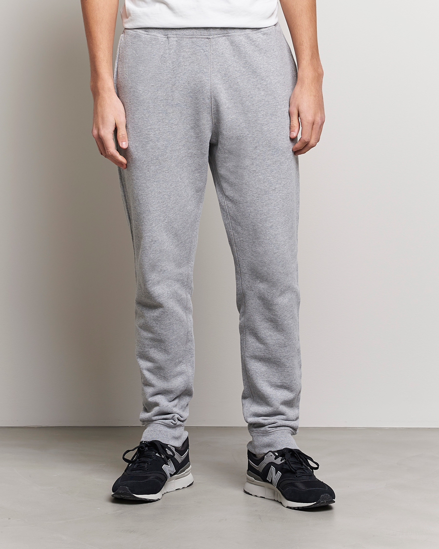 Hombres | Pantalones | Sunspel | Cotton Loopback Track Pants Grey Melange