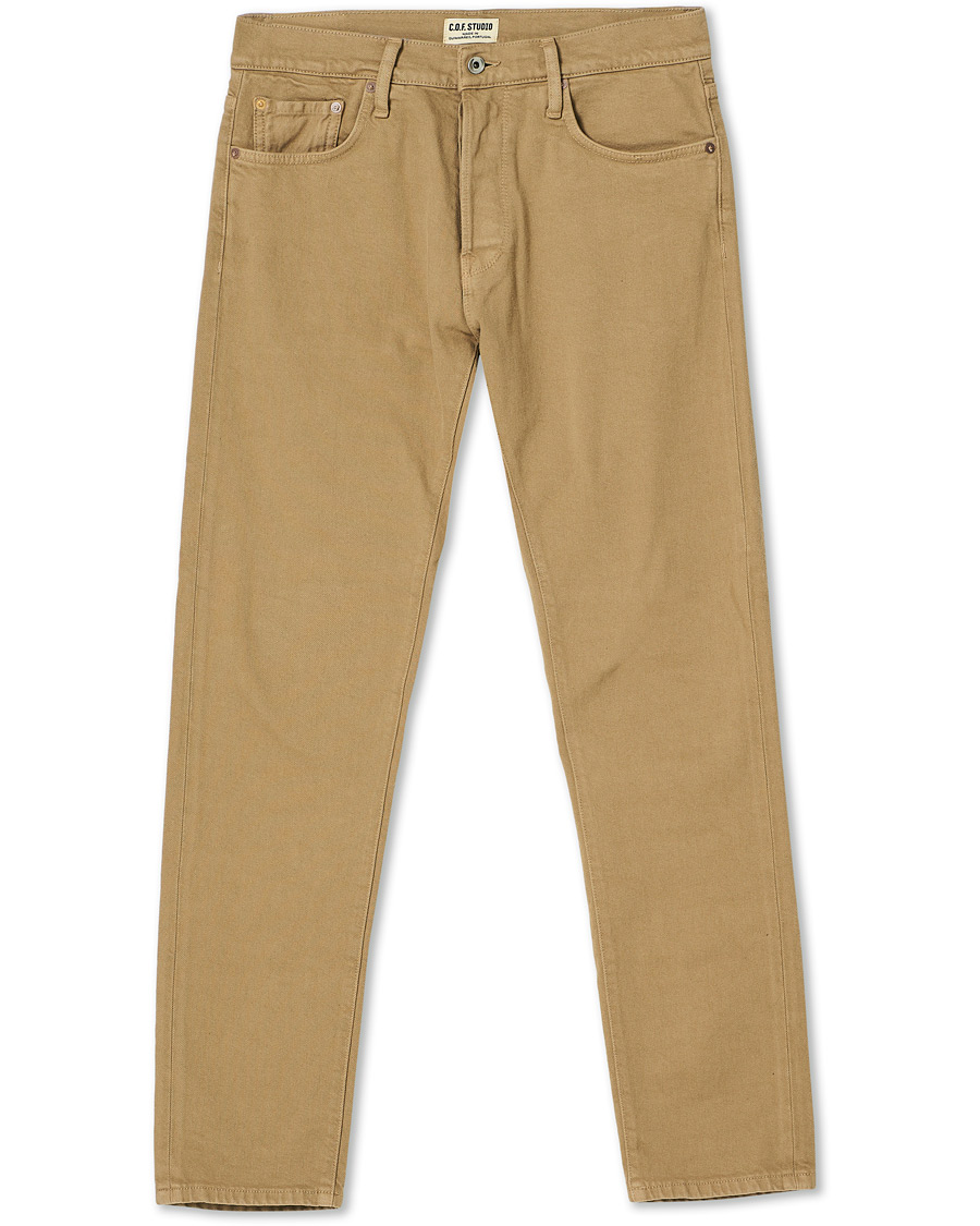 Hombres | Vaqueros | C.O.F. Studio | M7 Tapered Organic Cotton Stretch Jeans Khaki Beige