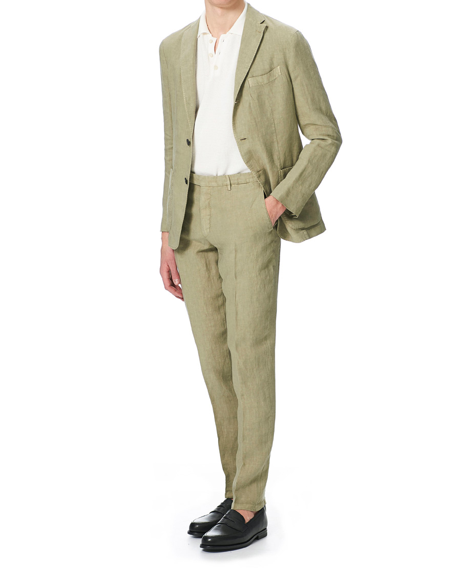 Hombres | Trajes | Boglioli | K Jacket Patch Pocket Linen Suit Sage Green