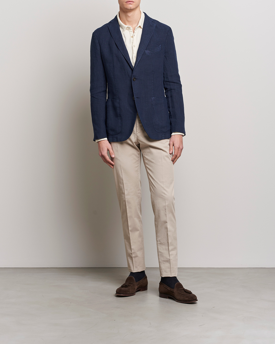 Hombres | Blazers | Boglioli | K Jacket Linen Blazer Navy