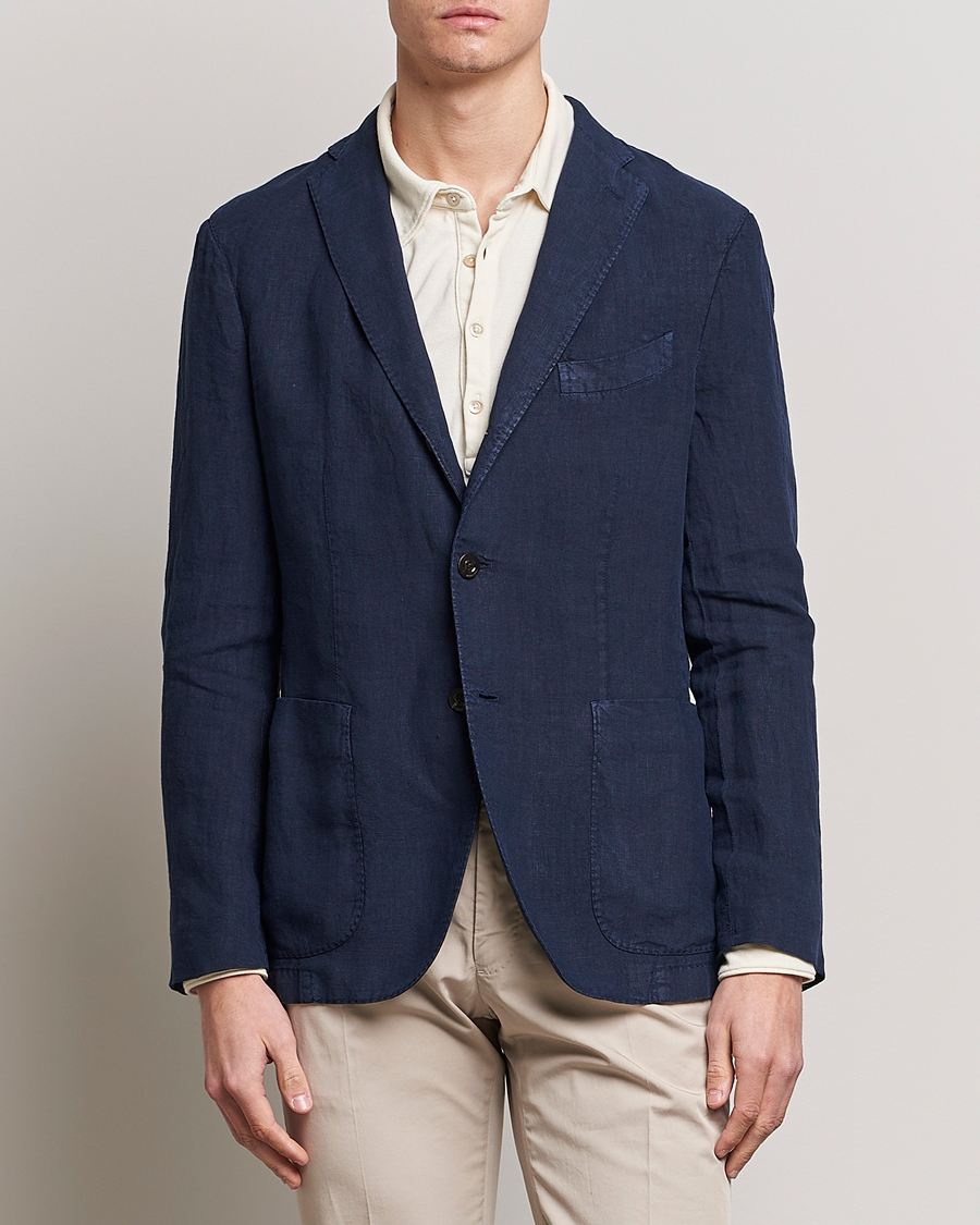 Hombres | Blazers | Boglioli | K Jacket Linen Blazer Navy