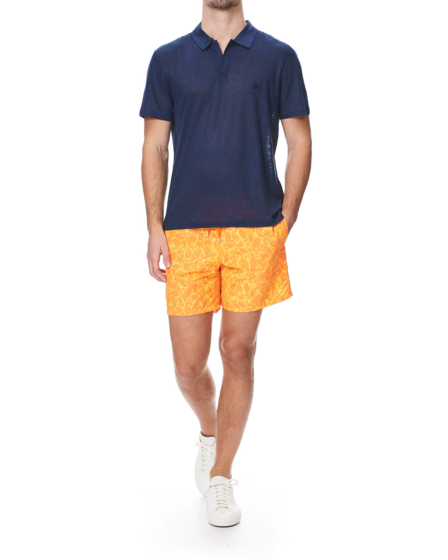 Hombres | Polos | Vilebrequin | Pyramid Linen Jersey Polo Navy